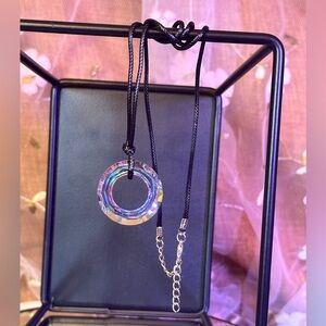 Necklace with Iridescent Cut Ring Appx 1.25 Inch Phantom Violet
